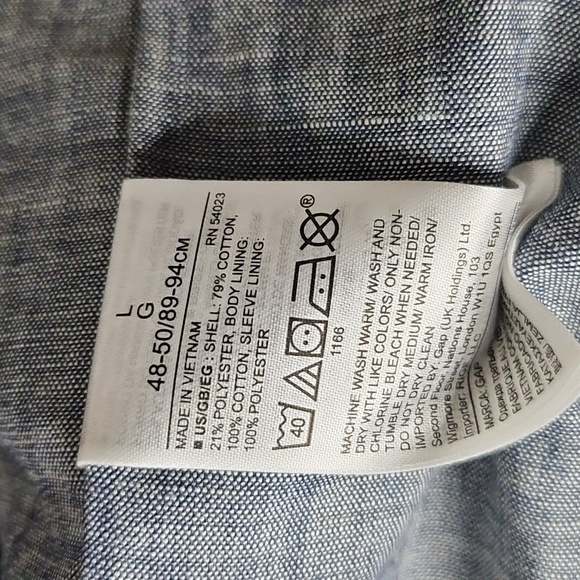 GAP Mens Cotton Blend Chambray Charcoal Gray Denim Blazer Sports Jacket Large - Picture 10 of 16